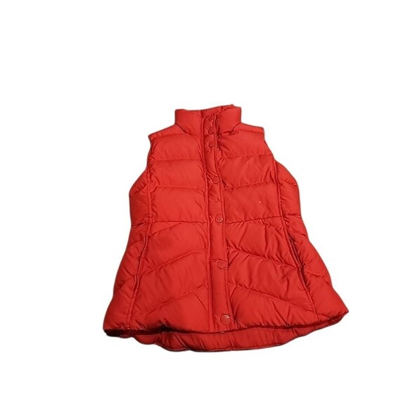 J.Crew Women Small Down Feather Puffer Vest Jacket Red Coral Fleece Lined Warm - Picture 2 of 10